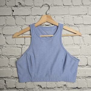 Outdoor Voices Athena Crop Top High Neckline Mid Weight Fabric Powder Blue Large